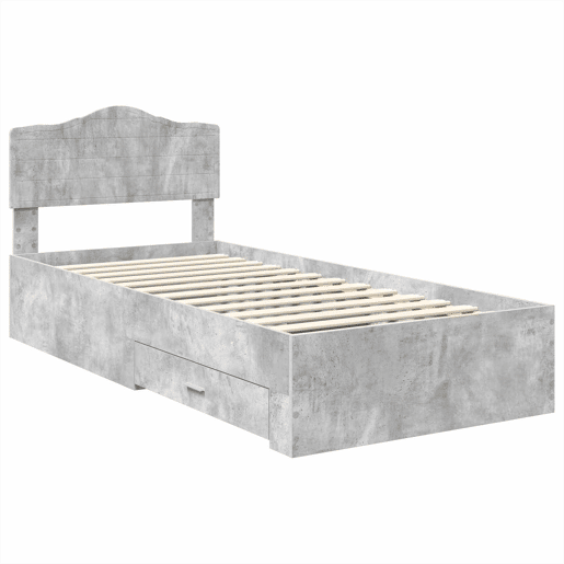 Estrutura de cama de solteiro para adultos Cinzento 70 x 190 cm Madeira processada