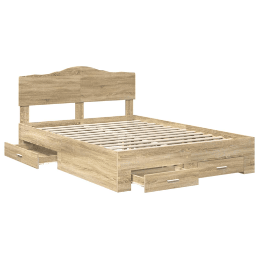 Estrutura da Cama de casal moderno com cabeceira Carvalho Sonoma 140 x 190 cm
