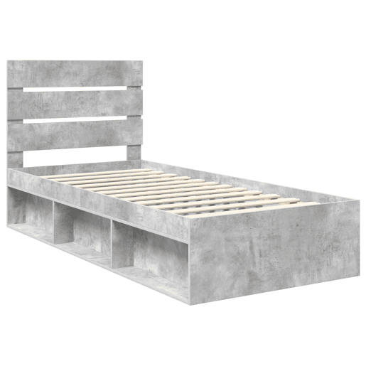Estrutura de cama de solteiro para adultos com cabeceira Cinza Concreto 75 x 190 cm