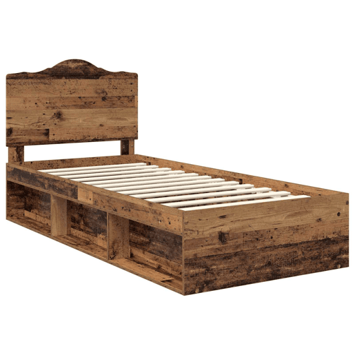 Estrutura de cama de solteiro para adultos com cabeceira Madeira antiga 75 x 190 cm