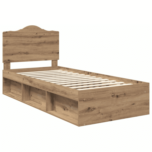 Estrutura de cama de solteiro moderno com cabeceira - Carvalho Artesanal 75 x 190 cm