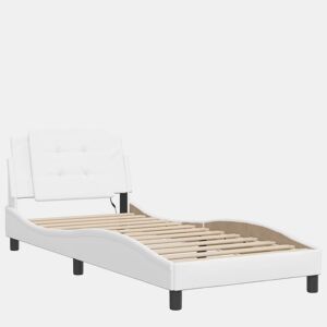Estrutura de cama de solteiro para adultos com LED Zadar 90x200cm branco