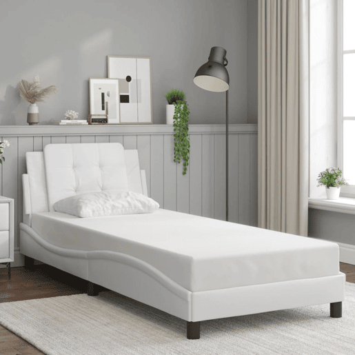 Estrutura de cama de solteiro para adultos com LED Zadar 90x200cm branco