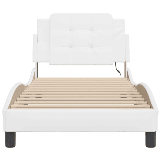 Estrutura de cama de solteiro para adultos com LED Zadar 90x200cm branco