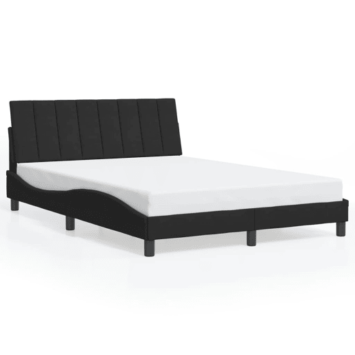 Estrutura de cama de casal moderno com LED - 140x190 cm veludo preto