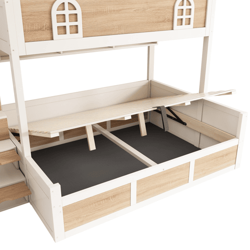 Beliche infantil 90x200140x200 - com arrumação, escada e proteção - NaturalBranco Beliche infantil 90x200140x200 - com arrumação, escada e proteção - NaturalBranco