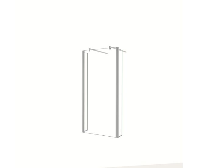Mampara de ducha fija vidrio antical 8mm con dos laterales giratorios de 30cm y dos barras 90cm tamaño(59.5-113.7)x200cm