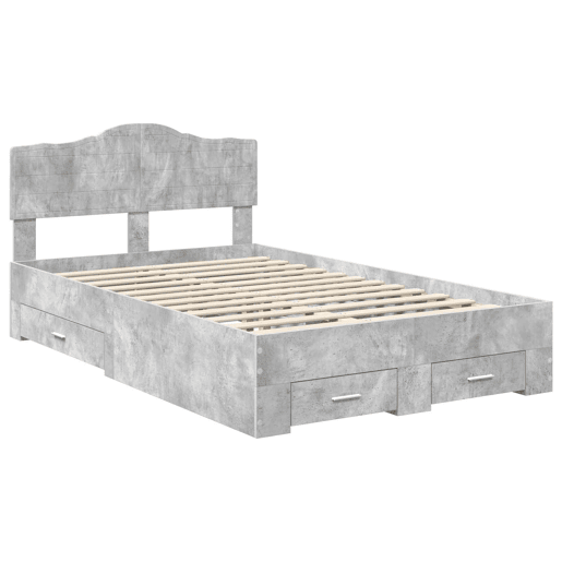 Estrutura De Cama De Casal Moderno - Cinzento 135 x 190 cm Madeira processada
