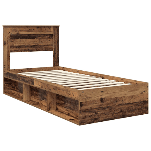 Estrutura de cama de solteiro para adultos com cabeceira Madeira antiga 90 x 200 cm