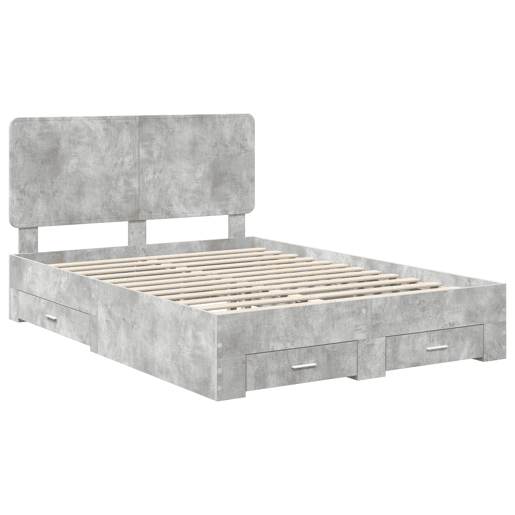 Estrutura De Cama De Casal Moderno - Cinzento 140 x 190 cm Madeira processada