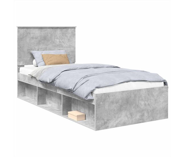 Estructura de cama individual para adultos con cabecera - gris concreto 90 x 190 cm