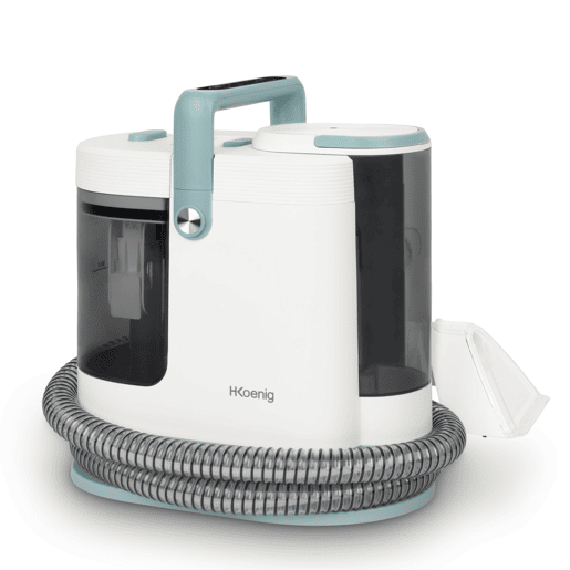 H.Koenig TWT99 Limpador Têxtil com Água Quente e Vapor, Duplo Depósito Amovível, Tira-manchas para Tapetes, Sofás, Estofados e Carros, Mangueira Flexível 1,7 m
