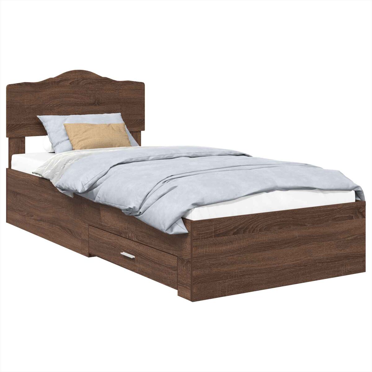 Estructura de cama individual para adultos 78x196 Roble