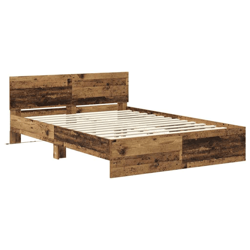 Estrutura de cama de casal com cabeceira - Madeira Antiga 140 x 200 cm