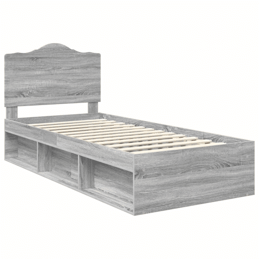 Estrutura de cama de solteiro com cabeceira - Cinza Sonoma 75 x 190 cm