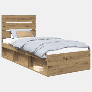 Estrutura de cama de solteiro moderno com cabeceira - Carvalho Artesanal 75 x 190 cm