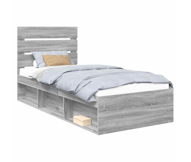 Estructura de cama individual para adultos con cabecera - gris sonoma 75 x 190 cm