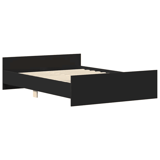 Estrutura de Cama de casal moderno para adultos com cabeceira e pés 140x190 cm preto