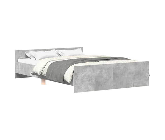 Estructura de cama matrimonial estilo con cabecero piecero gris hormigón 140x190cm