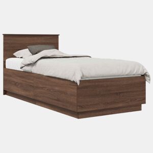Estrutura de cama de solteiro moderno com cabeceira - Carvalho Marrom 70 x 190 cm