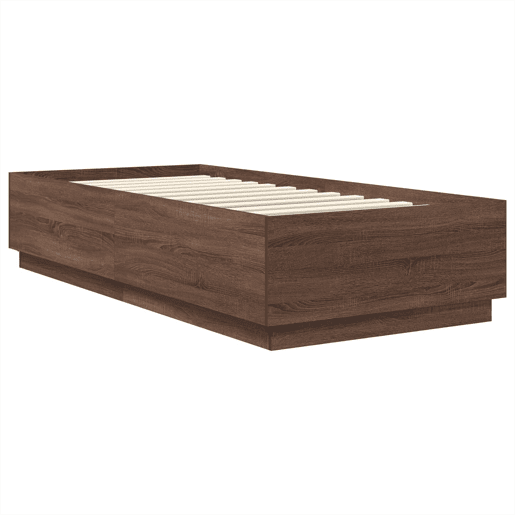 Estrutura de cama de solteiro moderno com cabeceira - Carvalho Marrom 70 x 190 cm