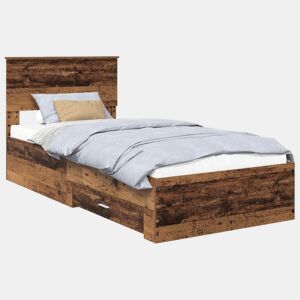 Estrutura de cama de solteiro para adultos Madeira antiga 90 x 200 cm Madeira processada