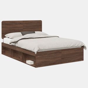Estrutura da Cama de casal moderno com cabeceira Carvalho Marrom 140 x 200 cm
