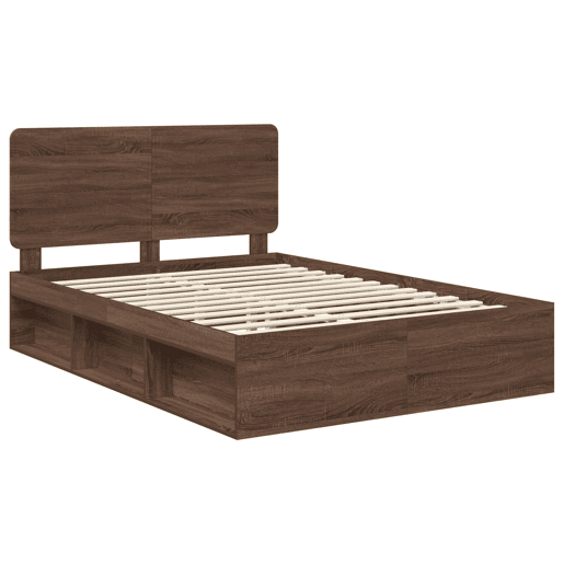Estrutura da Cama de casal moderno com cabeceira Carvalho Marrom 140 x 200 cm