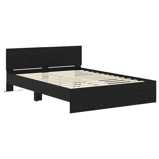Estrutura da Cama de casal moderno com cabeceira Carvalho Preto 140 x 200 cm