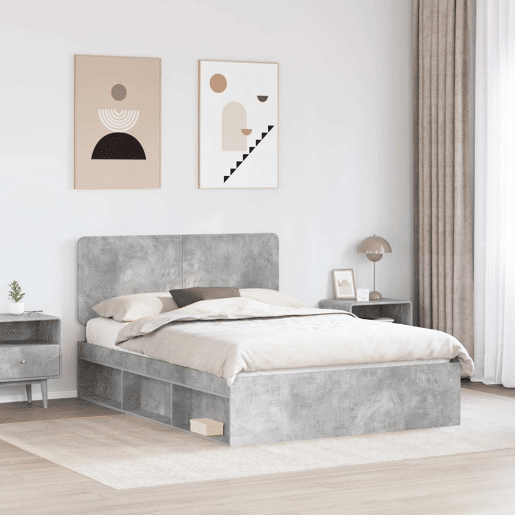 Estrutura de Cama de casal para adultos com cabeceira Concreto 140 x 200 cm