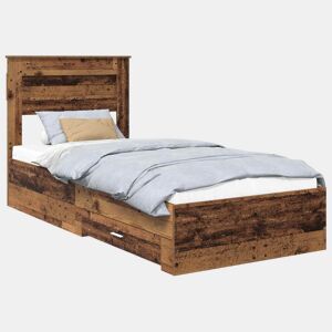 Estrutura de cama de solteiro para adultos Madeira antiga 90 x 190 cm Madeira processada