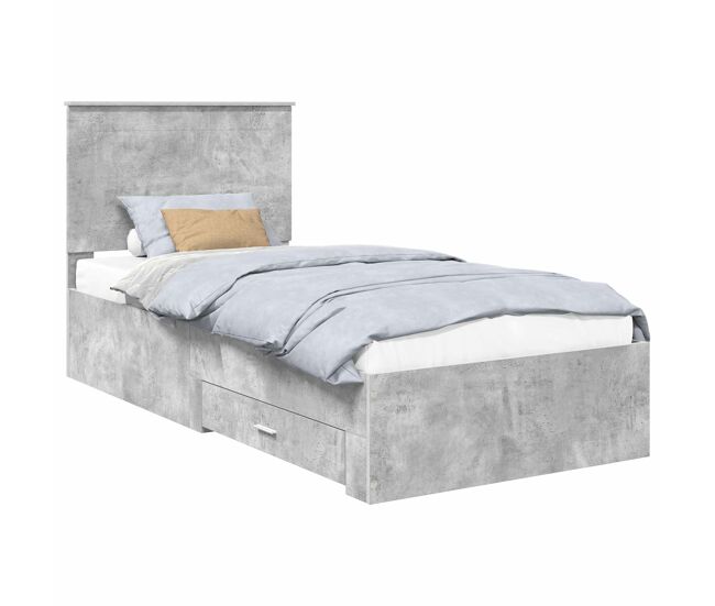 Estructura de cama individual para adultos con cabecera - gris concreto 90 x 200 cm