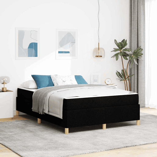 Estrutura da Cama de casal moderno com colchão Preto 140 x 200 cm tecido