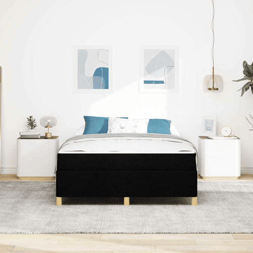 Estrutura da Cama de casal moderno com colchão Preto 140 x 200 cm tecido