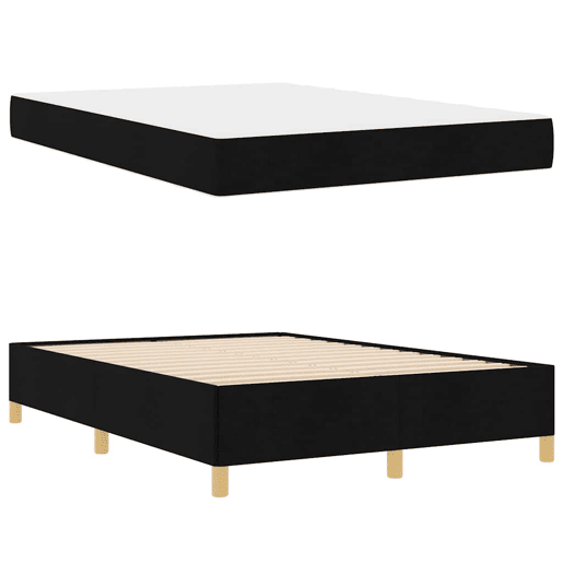 Estrutura da Cama de casal moderno com colchão Preto 140 x 200 cm tecido