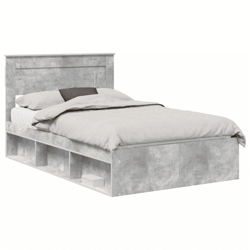 Estrutura da Cama de casal simple com cabeceira Cinza Concreto 135 x 190 cm