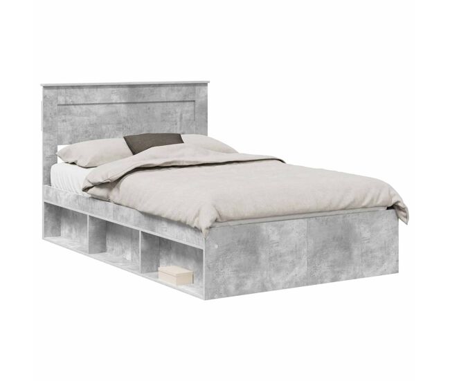 Estructura de cama matrimonial comodidad con cabecera - gris concreto 135 x 190 cm