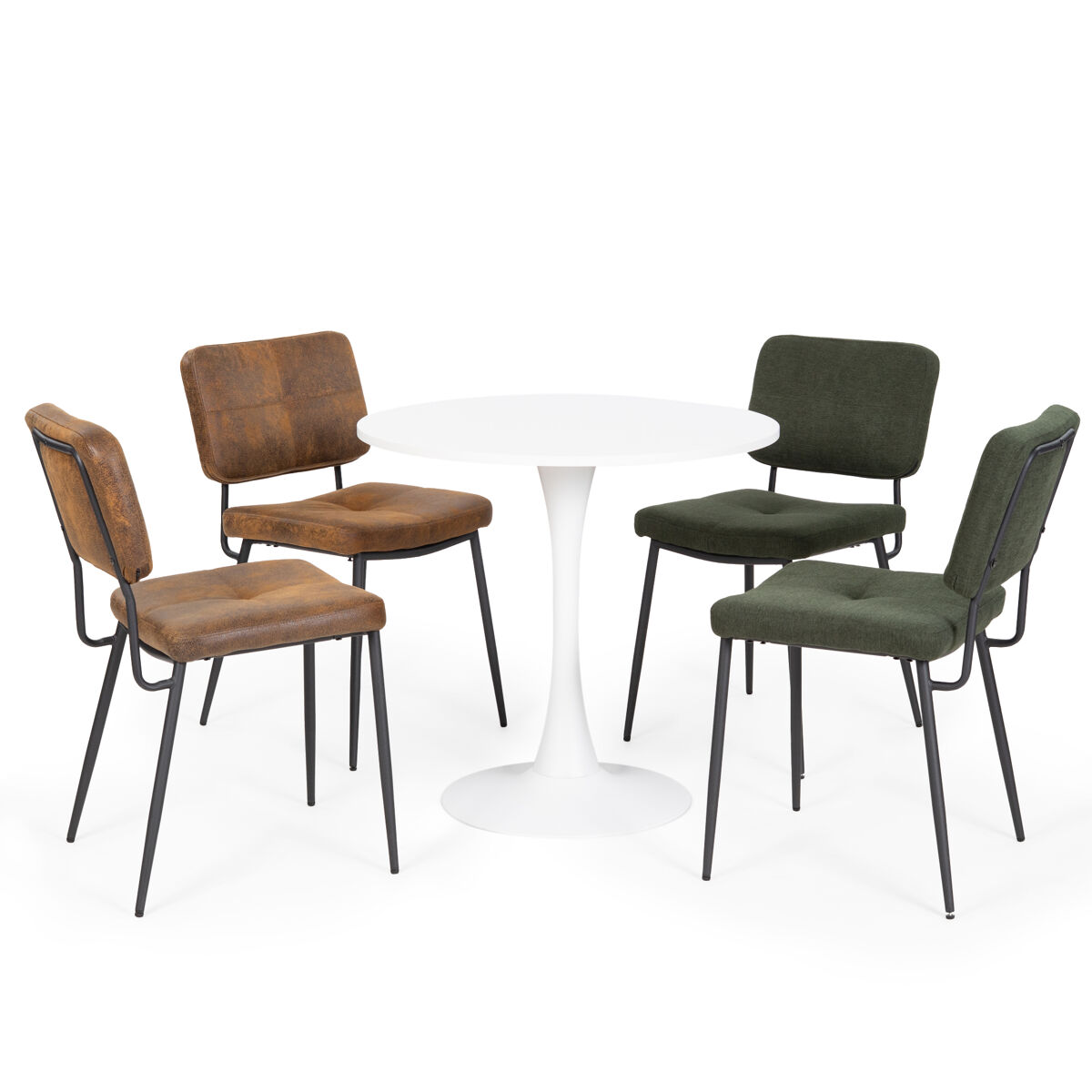 MEUBLES COSY Mesa Redonda Comedor 4 Sillas Modernas