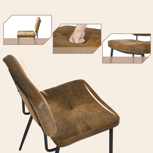 Mesa de Jantar Redonda Branca com 4 Cadeiras Castanho e Verde Estilo Industrial Pés de Metal Preto