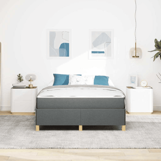Estrutura da Cama de casal moderno com colchão Cinza Escuro 140 x 200 cm tecido