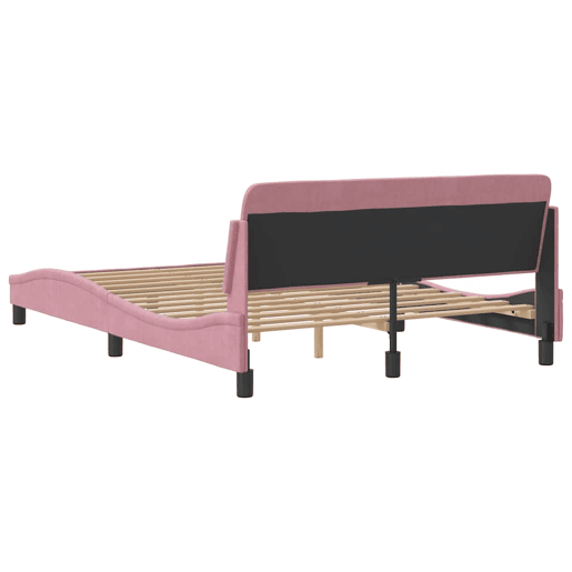 Estrutura de Cama de casal moderno com cabeceira Dover 140x190 cm veludo rosa