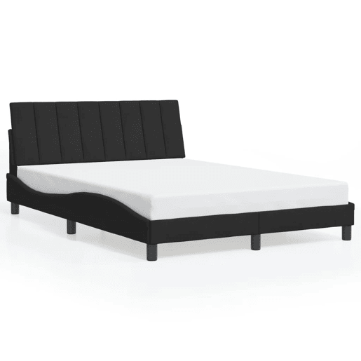 Estrutura de cama de casal moderno com LED - 140x200 cm veludo preto