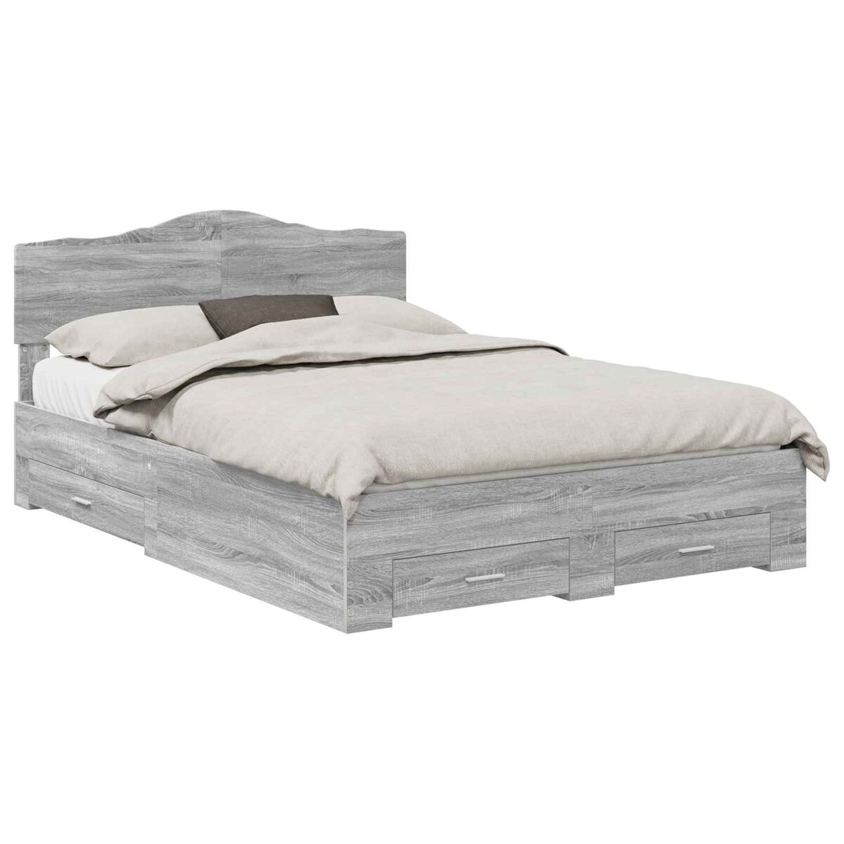 Estructura de cama matrimonial 143x196 Roble/ Gris