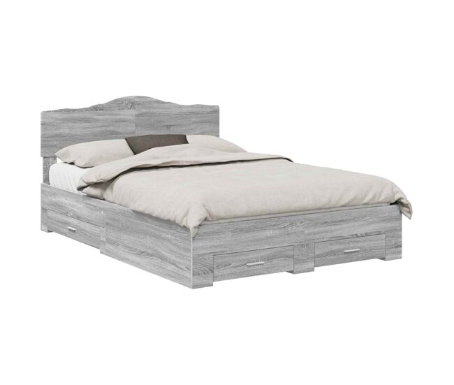 Estructura de cama matrimonial comodidad con cabecera - gris sonoma 140 x 190 cm