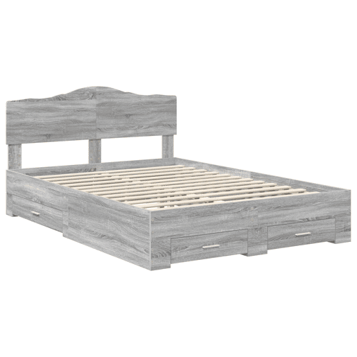 Estrutura De Cama De Casal Moderno - Cinza Sonoma 140 x 190 cm Madeira processada