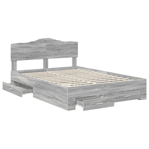 Estrutura De Cama De Casal Moderno - Cinza Sonoma 140 x 190 cm Madeira processada