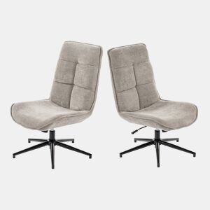 Conjunto 2 Cadeiras De Relax Giratória Estofada Em Tecido Cinza Altura Regulável 89-95 Cm Assento Largo Com Enchimento Acolchoado Estilo Moderno Base Metálica Resistente Até 120 Kg Ideal Para Sala Quarto Escritório