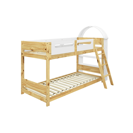 Beliche infantil 90x200 cm - estante com 3 níveis, grade de proteção, escada - branconatural