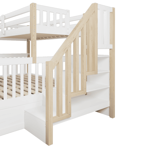 Beliche 90x200+140x200 - hidráulico com escada e arrumação - branconatural
