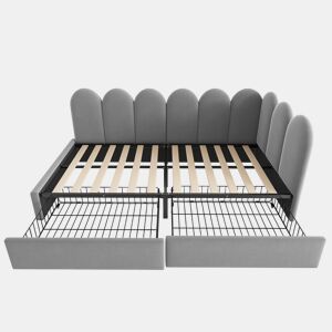Cama individual 90x200 - com gavetas, estofada, sofá-cama, juvenil e adulto - Cinza